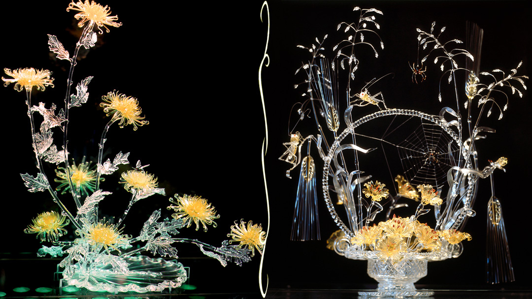 "Желтые хризантемы", "Бабье лето". 1985 г. Кварцевое стекло. Автор: Алексей Зеля