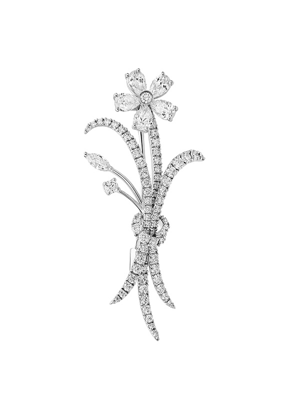 Брошь Mercury Flower из белого золота с бриллиантами