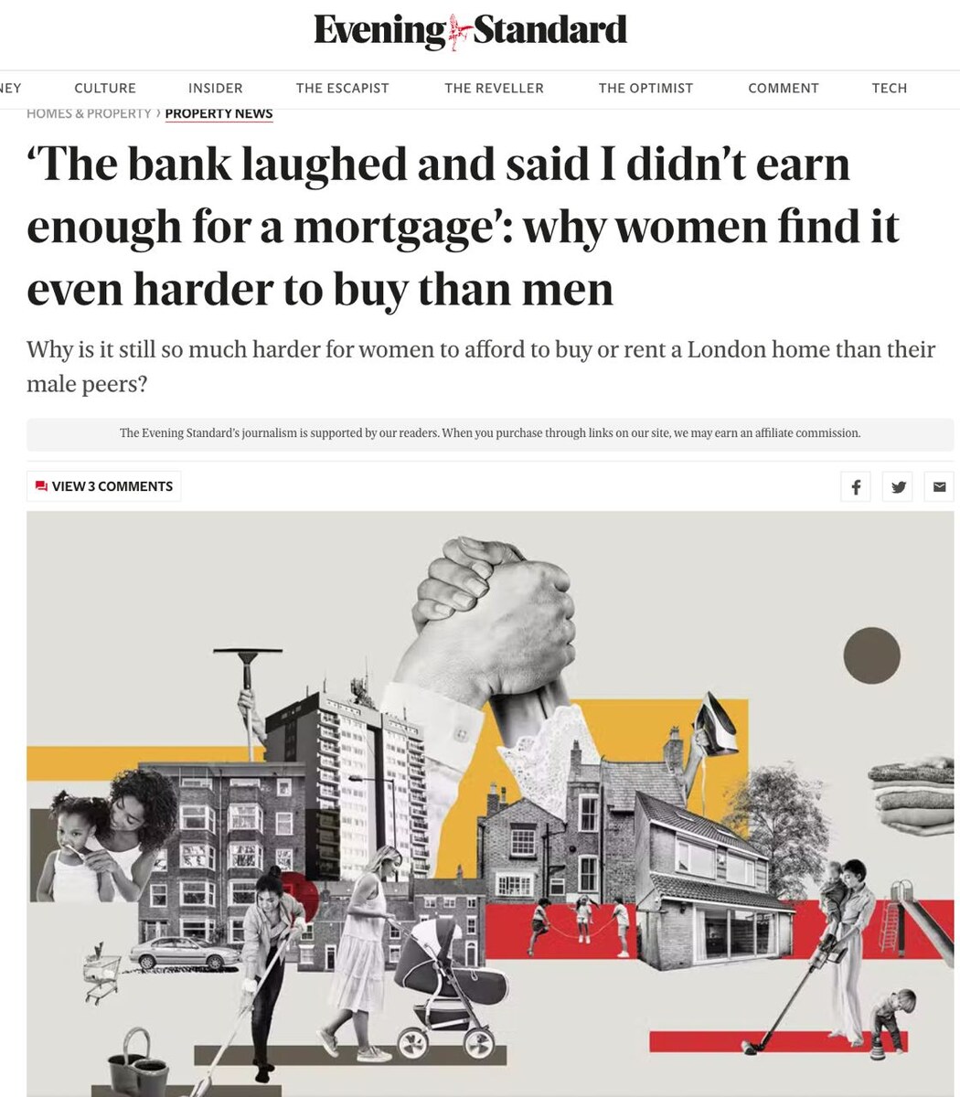 Коллаж задаёт тон статье о том, насколько женщинам живётся в Лондоне сложнее, чем мужчинам.