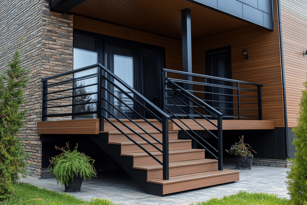    Создайте стильное крыльцо в стиле лофт с металлическими перилами и террасной доской от ZMK-Zenit в Уфе! ZMK-ZENIT