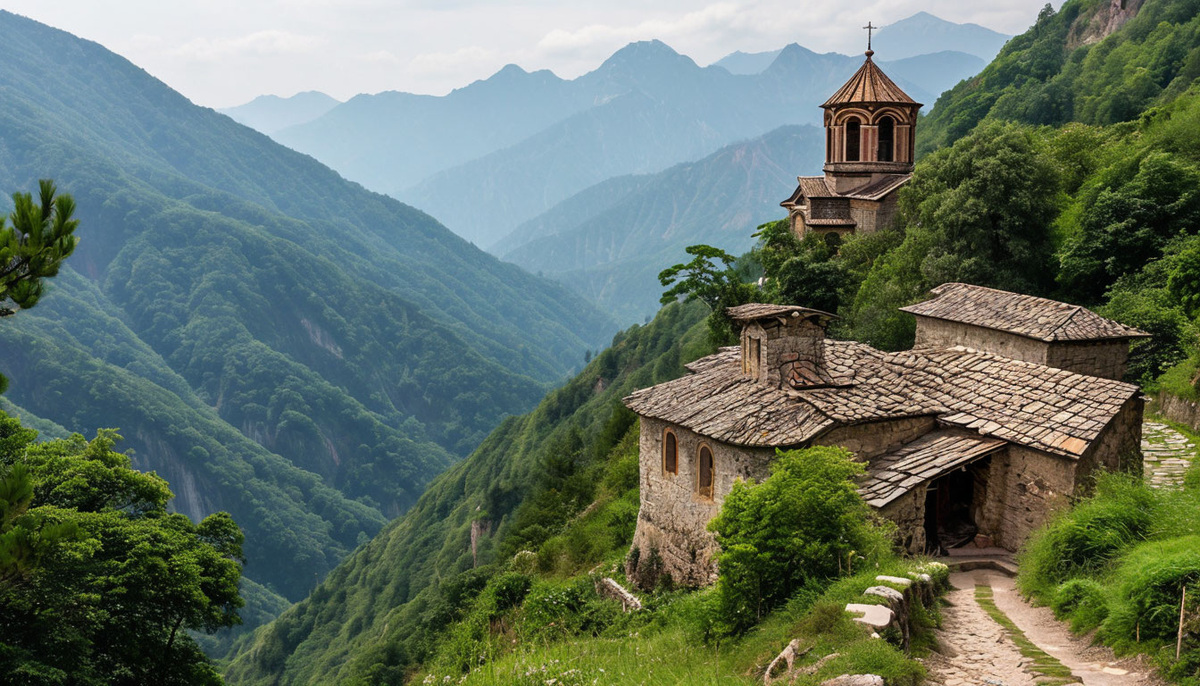Старый монастырь высоко в горах