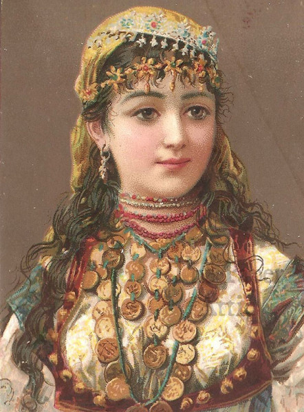 Цыганка в монистах, старинная французская иллюстрация