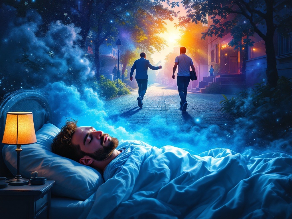    К чему такое снится: Мужчина спешит по улице летним солнечным днем и случайно задевает прохожего. В руке у него книга стихов В. Высоцкого. На заднем плане изображена сцена, где когда-то