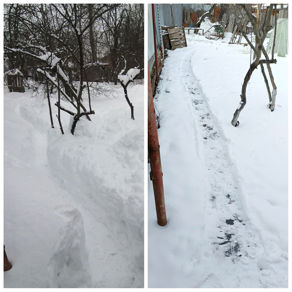 Прошлась по дорожке, чтобы 2 лопаты снега на кучу над водой закинуть 🤣