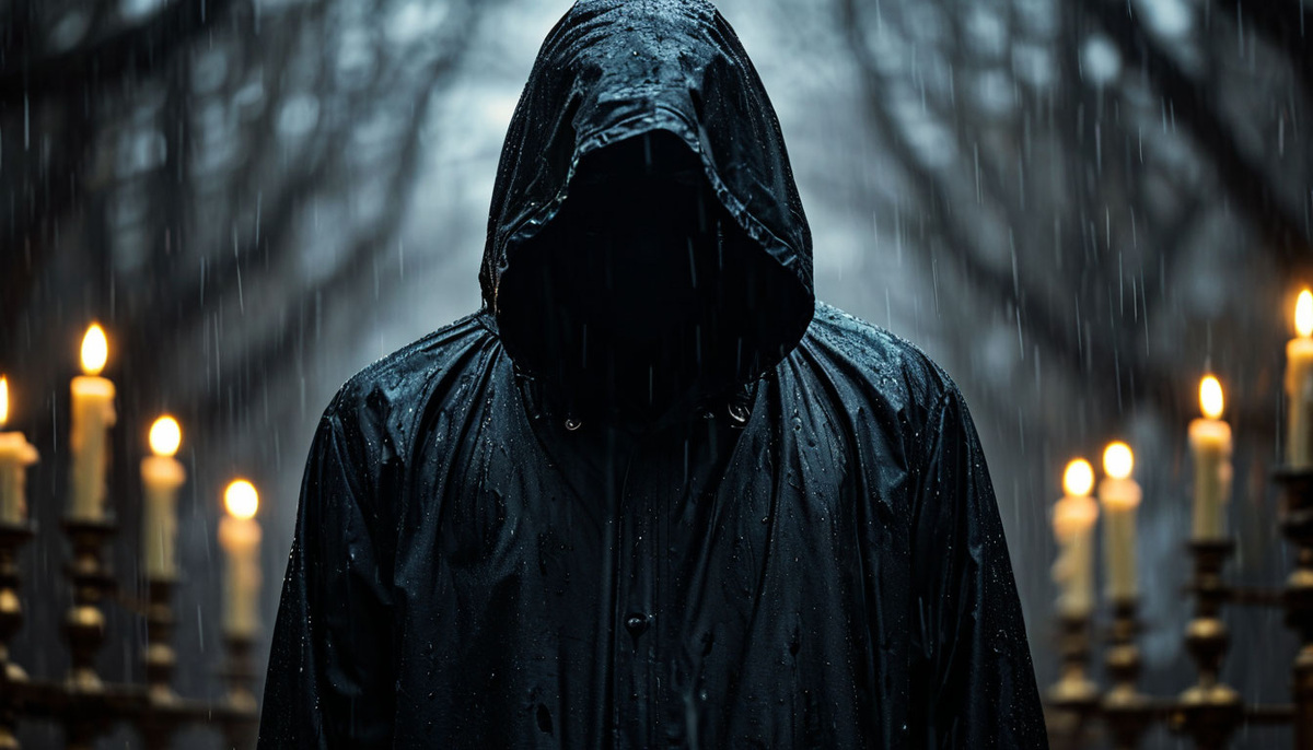 Фигура в чёрном плаще с надвинутым на лицо капюшоном
