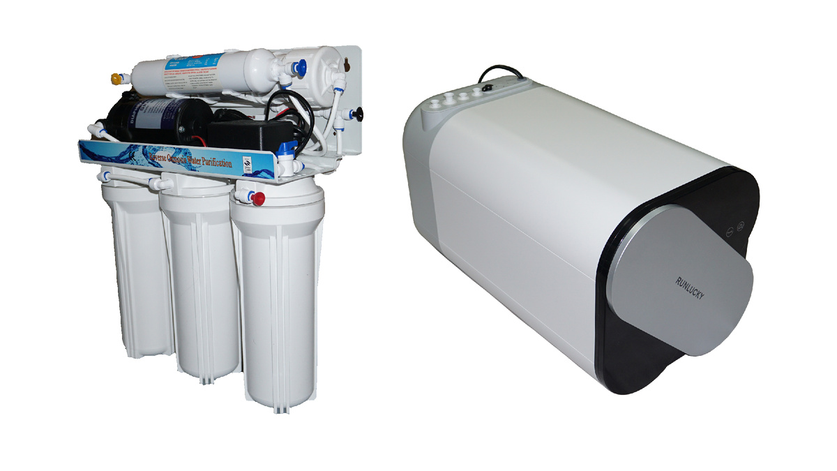 Обычный бытовой фильтр с обратным осмосом и установка нового поколения RUNXIN RL-С800
