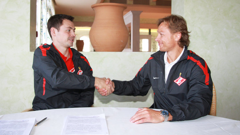    Динияр Билялетдинов и Валерий Карпин в 2012 году.Александр Ступников ФК «Спартак»