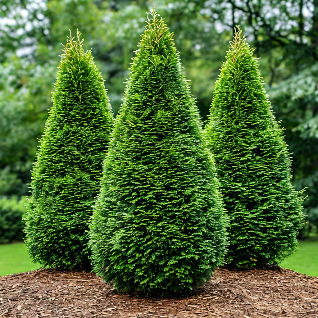 Небольшие туи, вот такими их вишит нейросеть.