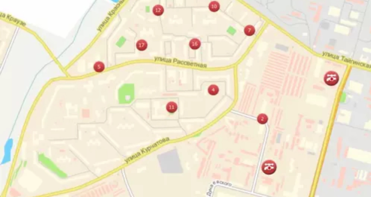 Облатсь отключений. Фото: Карта отключений ЖКХ