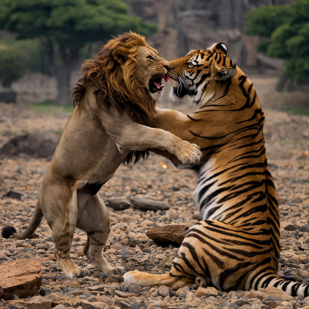 Схватка льва и тигра