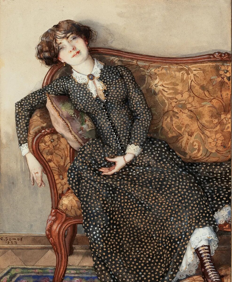 Молодая женщина мечтает