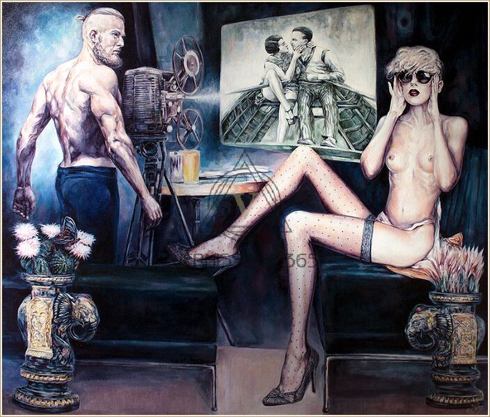  © Игорь Коморный. Немое кино. Холст, акрил, масло. 110х95см. 2019.