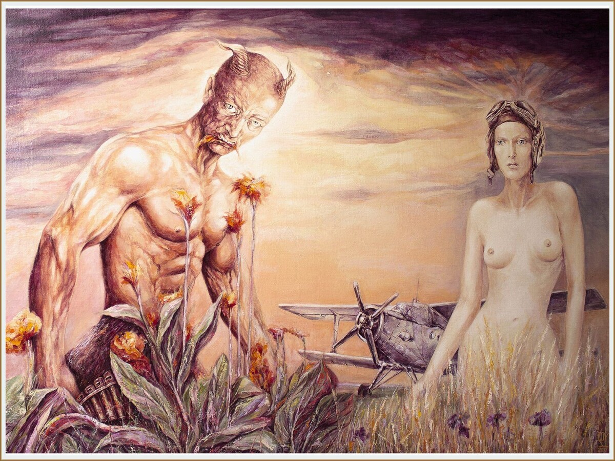 © Игорь Коморный. В поисках Рэмбо (Rimbaud) по мотивам стихотворения Артюра Рэмбо «Голова фавна». Холст, масло. 90 x 120см. 2017.