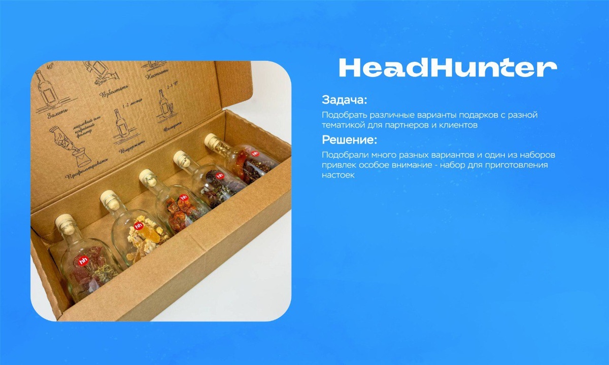 Набор для приготовления настоек для компании HeadHunter.