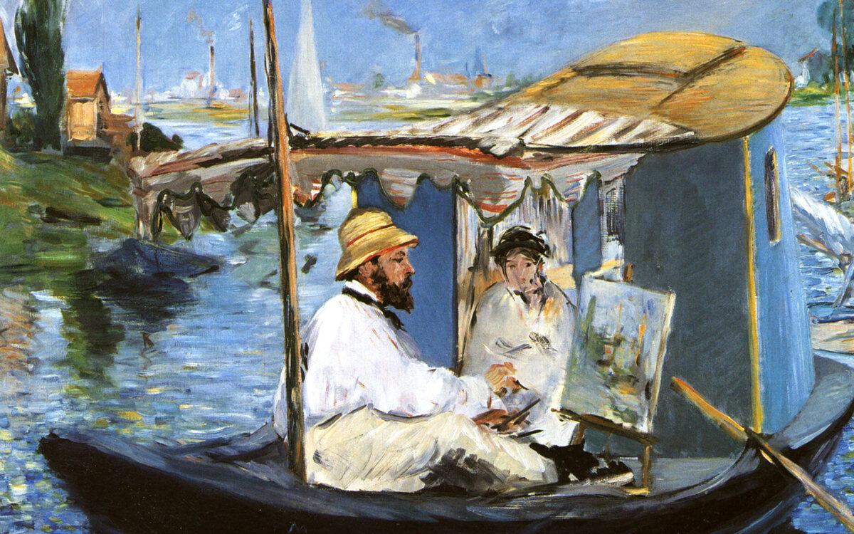 Эдуард Мане изобразил своего коллегу на картине «Клод Моне в своей мастерской»