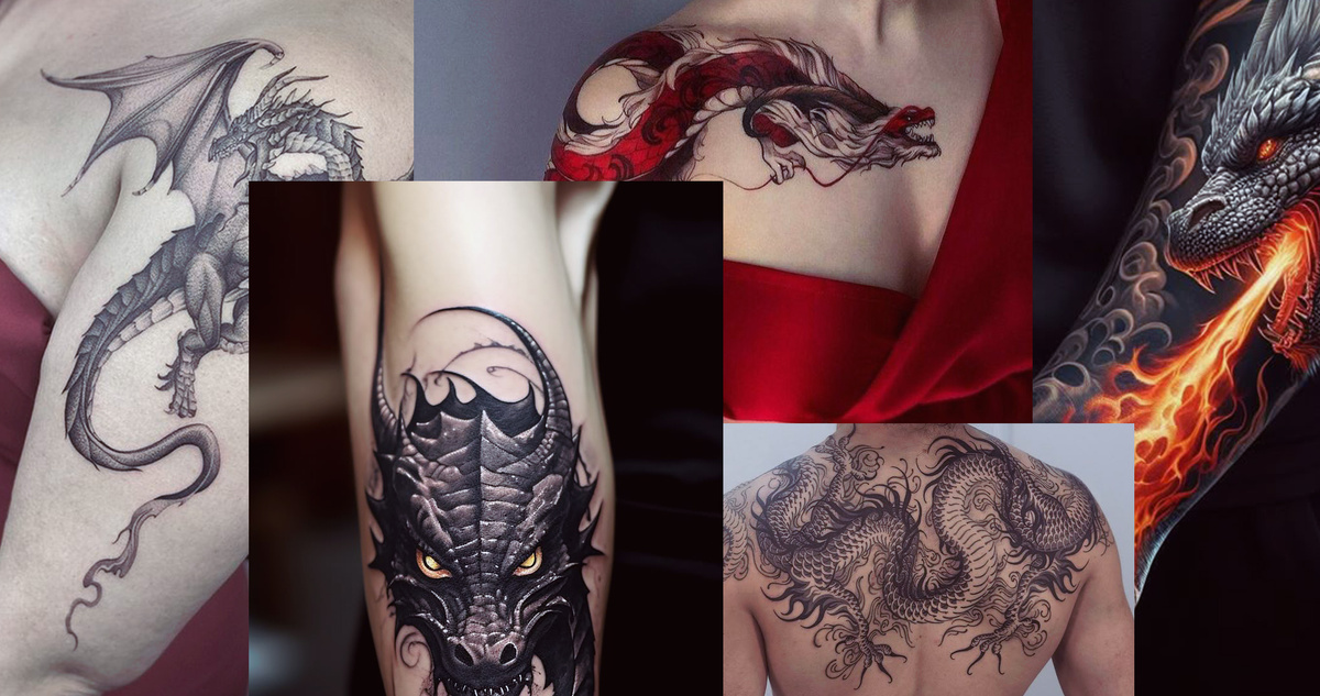 Драконы в тату.