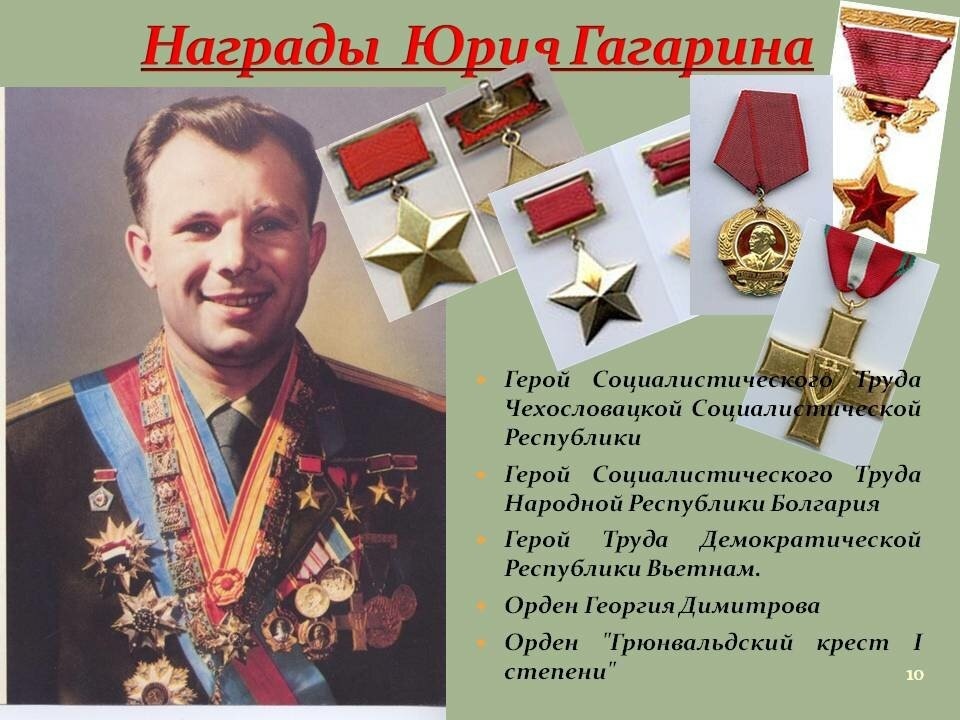 Награды Ю.Гагарина.