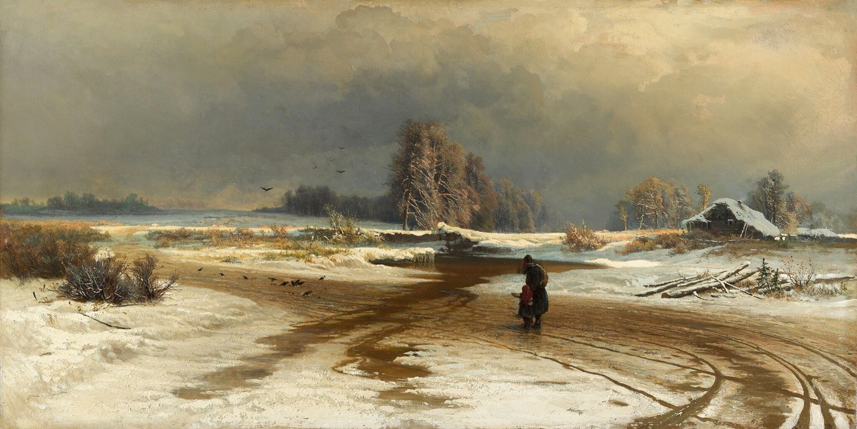 «Оттепель», (1871). Холст, масло. 53,5x107 см. Васильев Фёдор Александрович