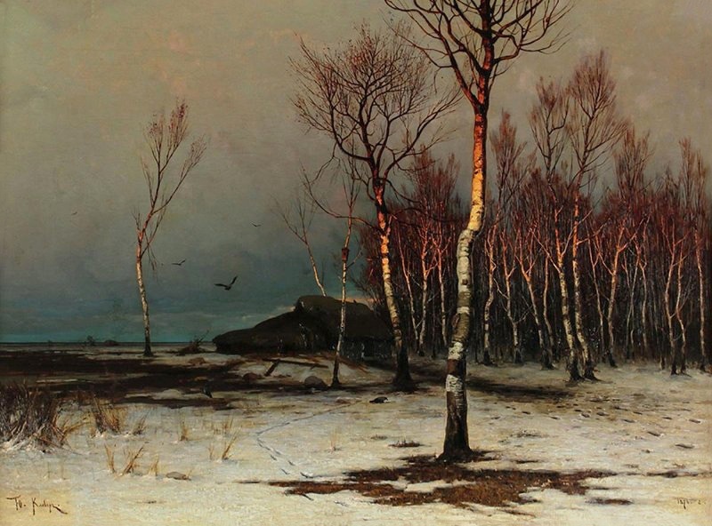 "Оттепель", 1876 год. Холст, масло 48 х 62 см. Клевер Юлий Юльевич