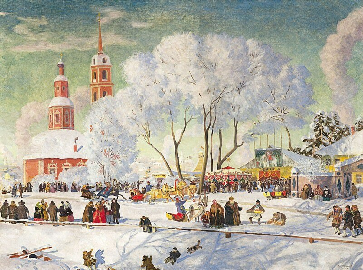 Б. Кустодиев "Масленица", 1916г. Источник culture.ru