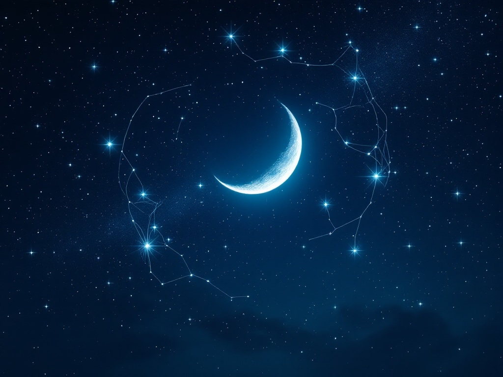 Новолуние.Рисует нейросеть...между прочим созвездие Рыб кое как нарисовала!