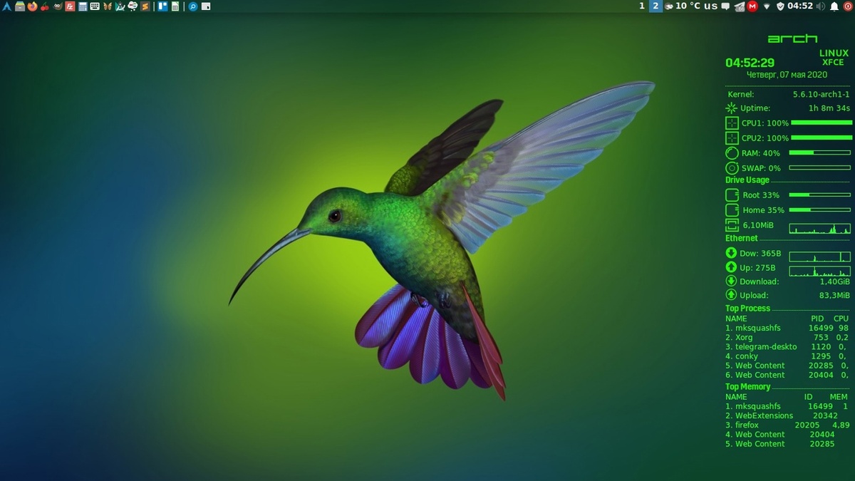 Пример настроек Conky