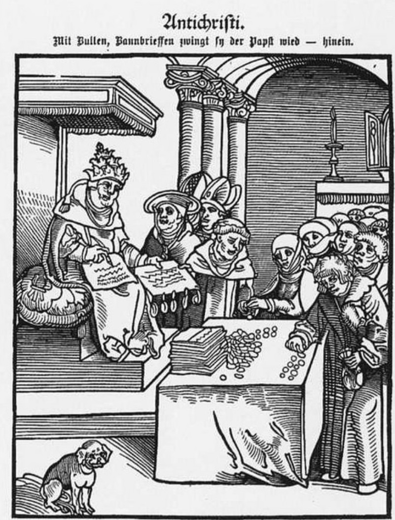 «Папа римский продаёт индульгенции». Л. Кранах Старший