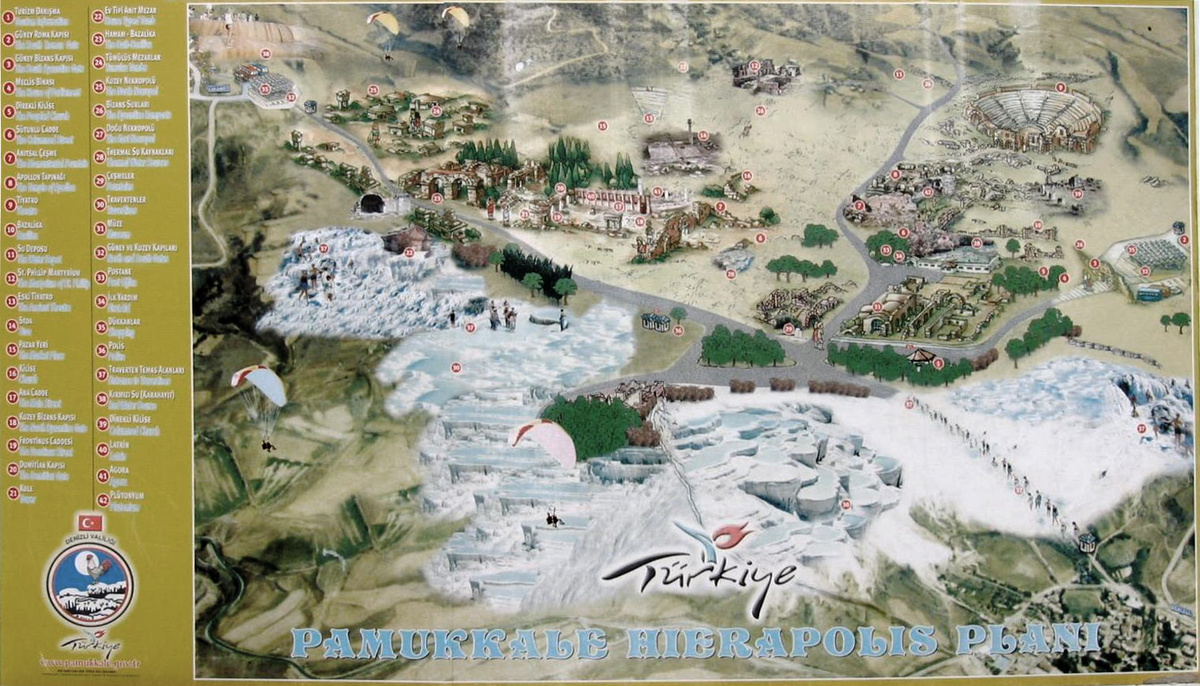 Карта Памуккале и Иераполиса
