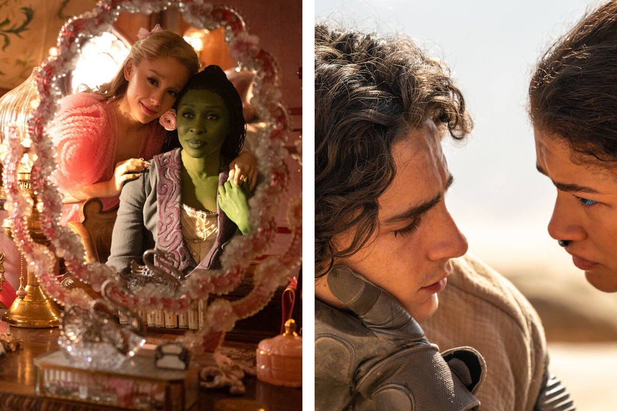    Кадр из фильма «Злая: Сказка о ведьме Запада» (слева) / Кадр из фильма «Дюна: Часть вторая»