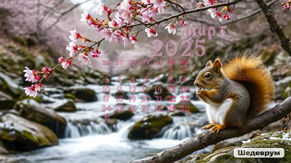 Календарь "Март 2025" © NickFW.ru & Шедеврум