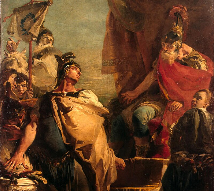 Римский Сцевола и этрусский царь. Дж. Б. Тьеполо. 1729. Эрмитаж, Санкт-Петербург