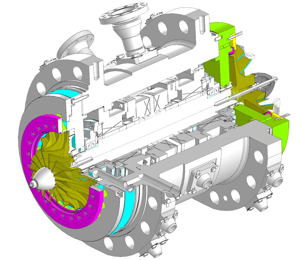 Рис. 1 – Общий вид АМП в сменной проточной части ТДА разработки АО «НИИтурбокомпрессор им. В.Б. Шнеппа»  (с сайта ООО "ВЭЛМА")