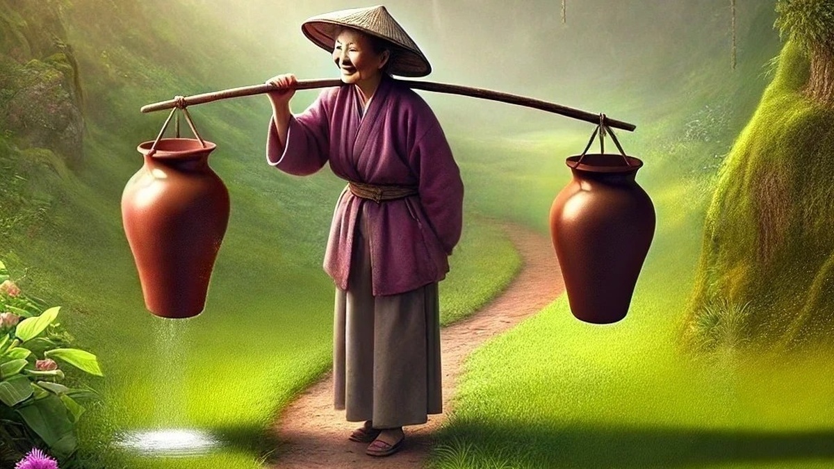 Жила была пожилая китаянка, у которой было два больших кувшина, они свешивались по концам коромысла, лежащего у нее на плече. У одного из них была трещина, в то время как другой был безупречным и всегда вмещал в себя полную порцию воды. В конце длинного пути от реки к дому старой женщины кувшин с трещиной всегда оставался заполненным лишь наполовину. 

В течении двух лет это происходило каждый день: старая женщина приносила домой всегда полтора кувшина воды.

Безупречно целый кувшин был очень горд своей работой, а бедный кувшин с трещиной стыдился своего недостатка и был расстроен, что он может делать только половину того, для чего он был сделан. Спустя два года, которые, казалось, убедили его в бесконечной собственной непригодности, кувшин обратился к старой женщине: 

«Мне стыдно из-за моей трещины, из которой всю дорогу к твоему дому бежит вода». 

Старая женщина усмехнулась: 

 «Ты заметил, что на твоей стороне дорожки растут цветы, а на стороне другого кувшина – нет?

На твоей стороне дорожки я посеяла семена цветов, потому что знала о твоем недостатке. Так что ты поливаешь их каждый день, когда мы идем домой. Два года подряд я могла срезать эти чудесные цветы и украшать ими стол. Если бы ты не был таким, какой ты есть, то этой красоты не было бы и она не оказала бы чести нашему дому». 

У каждого из нас есть свои странности и недостатки. Но есть особенности и трещины, которые делают нашу жизнь столь интересной и достойной. Просто нужно каждого воспринимать таким, какой он есть, и видеть в нем хорошее.

