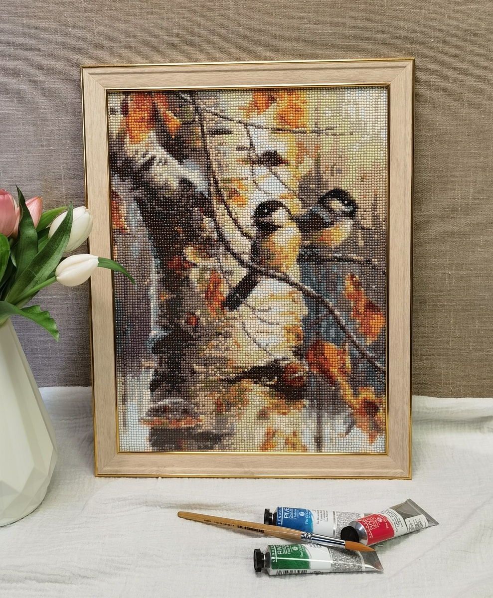 Оформление алмазной мозаики в раму от багетной мастерской Галерея РА