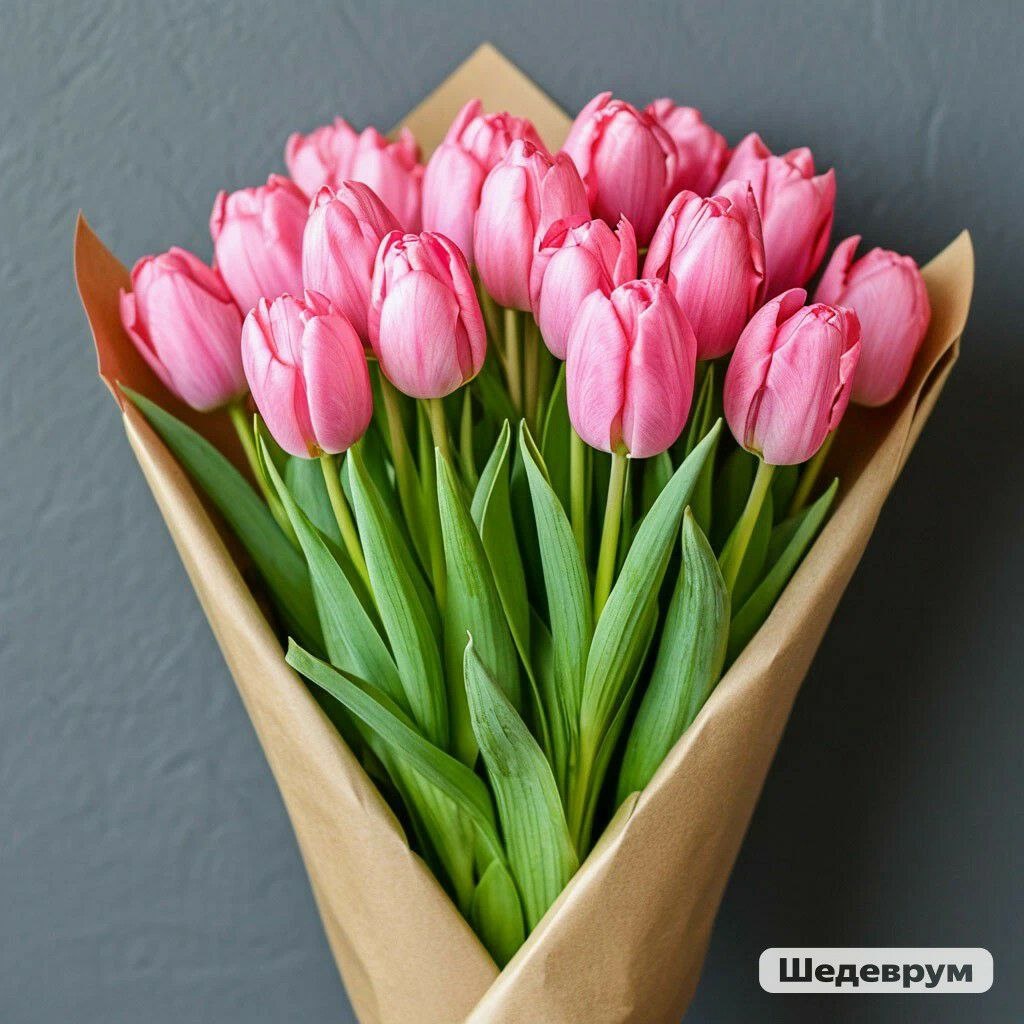 Букет тюльпанов вам для настроения, от меня и ИИ.
