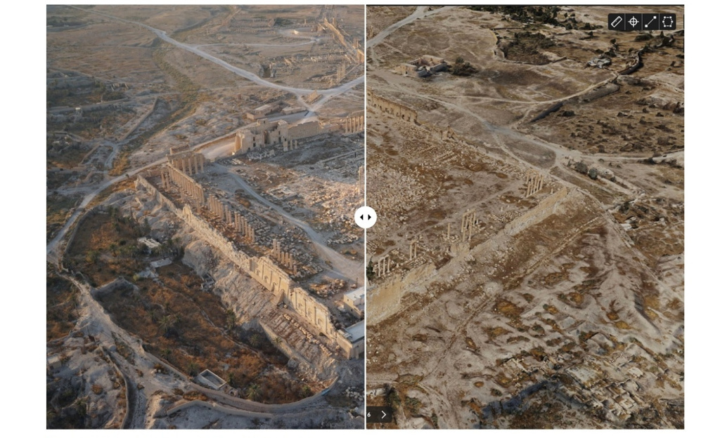 Слева – фотография Пальмиры, справа – 3d-модель того же участка. Фото: rac.archeo.ru