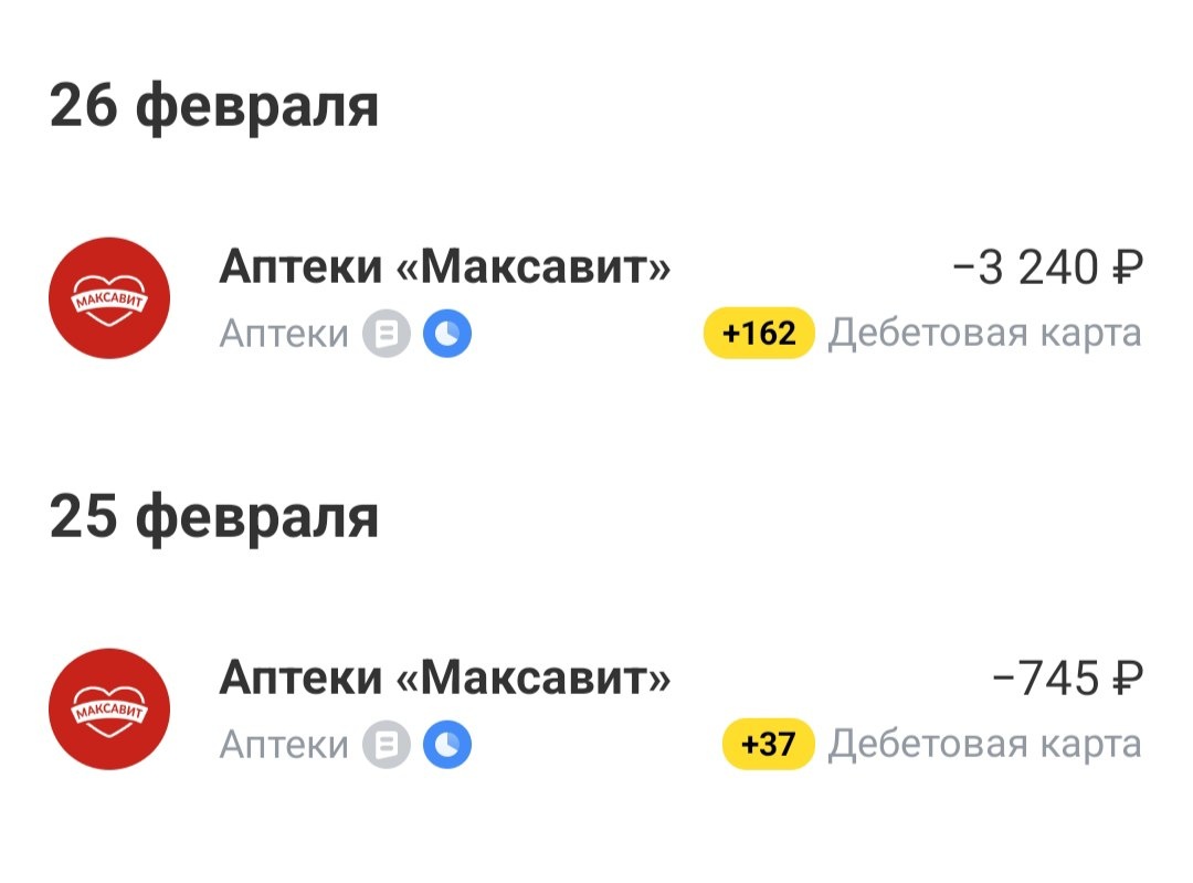 Скрин из приложения банка. 2 дня покупки ле.карств