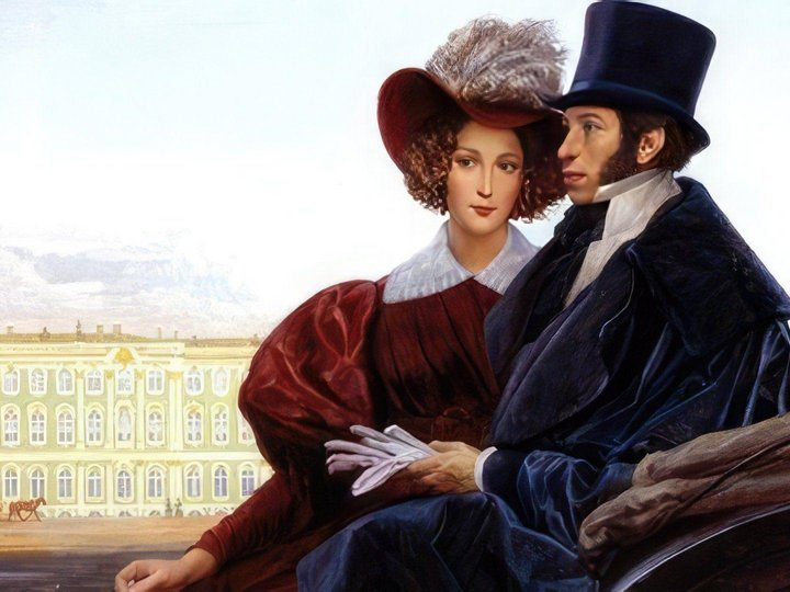 Супруги Пушкины. Возможно, как раз едут к теще на блины.  😅 Источник: https://afisha7.ru/sharya/vstrechi/4522877mk