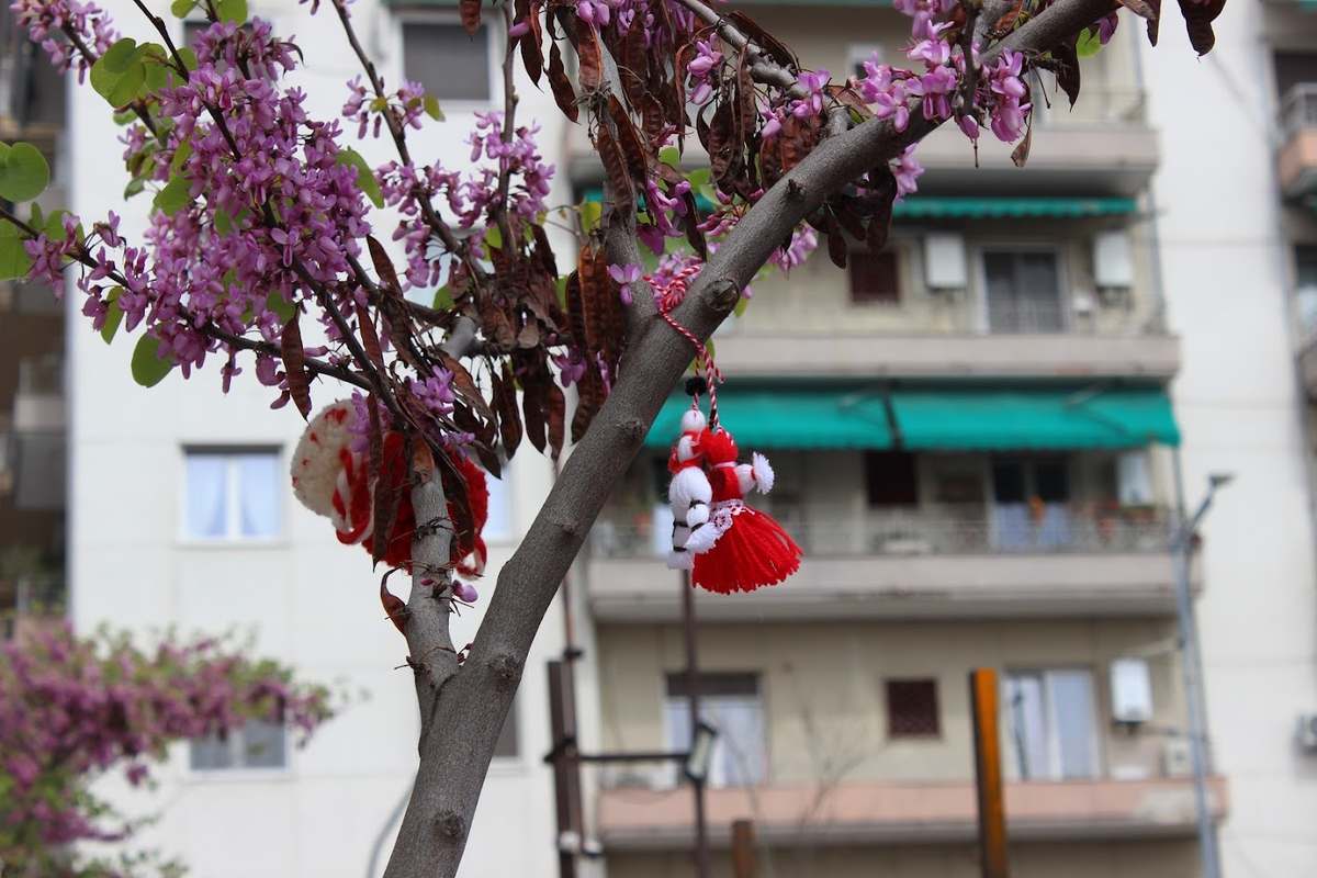 А в прошлом году в апреле мы были в Салониках (по-болгарски город называется Солун), и повесили свои мартенички еще и там :)
