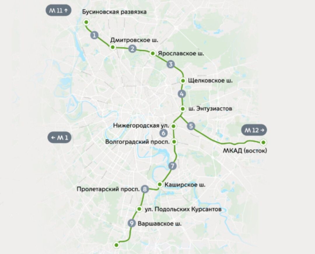 Схема проезда по МСД: дорога разделена на несколько платных участков.