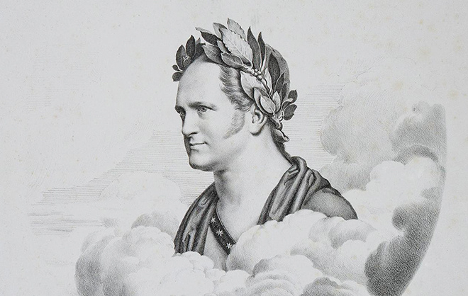 Портрет Александра I. Литография Ореста Кипренского со скульптуры Бертеля Торвальдсена. 1825 год. © Государственный Эрмитаж