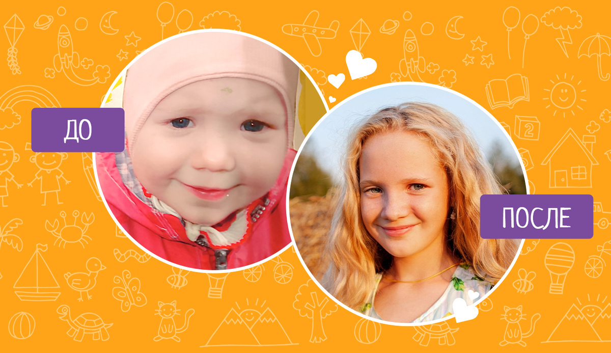 Марина до принятия в семью и сейчас.