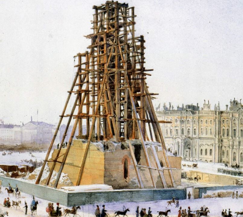 Разборка лесов и каменного массива зимой 1832-1833 года. Картина Гагарина