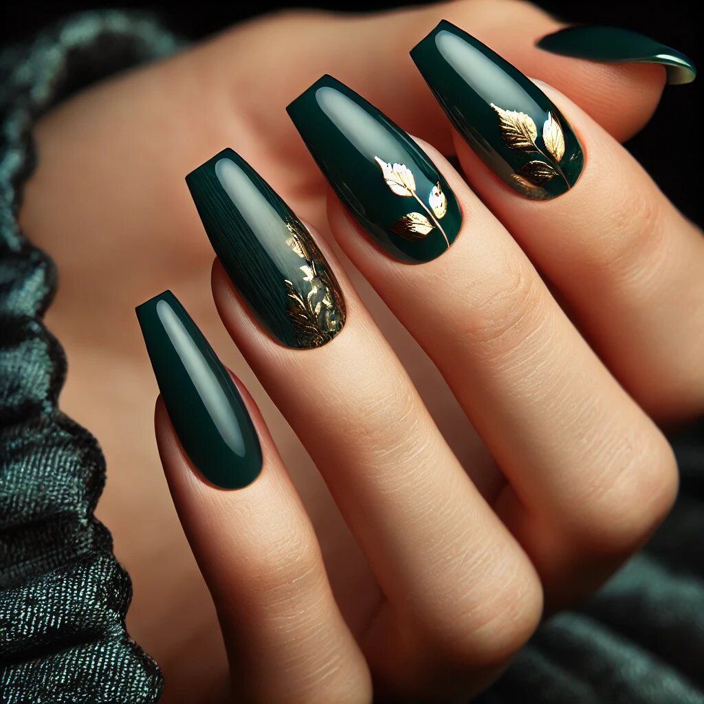 Глубокий зеленый с золотыми деталями