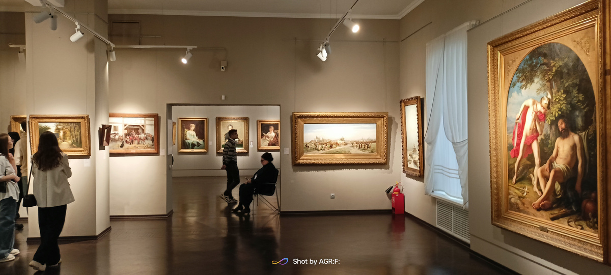 ЕГМИИ*, Зал русского искусства XIХ века (с включенными предметами из собрания Пермской галереи; справа -  картина В.А. Худоярова "Меркурий и Аргус", 1864)