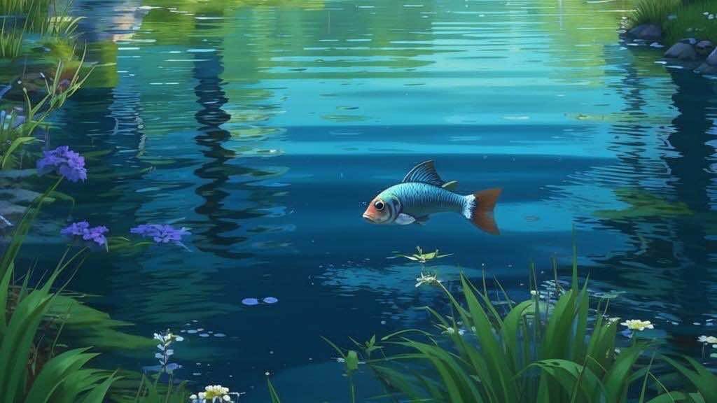 Встреча с маленькой рыбкой в прозрачной воде родника