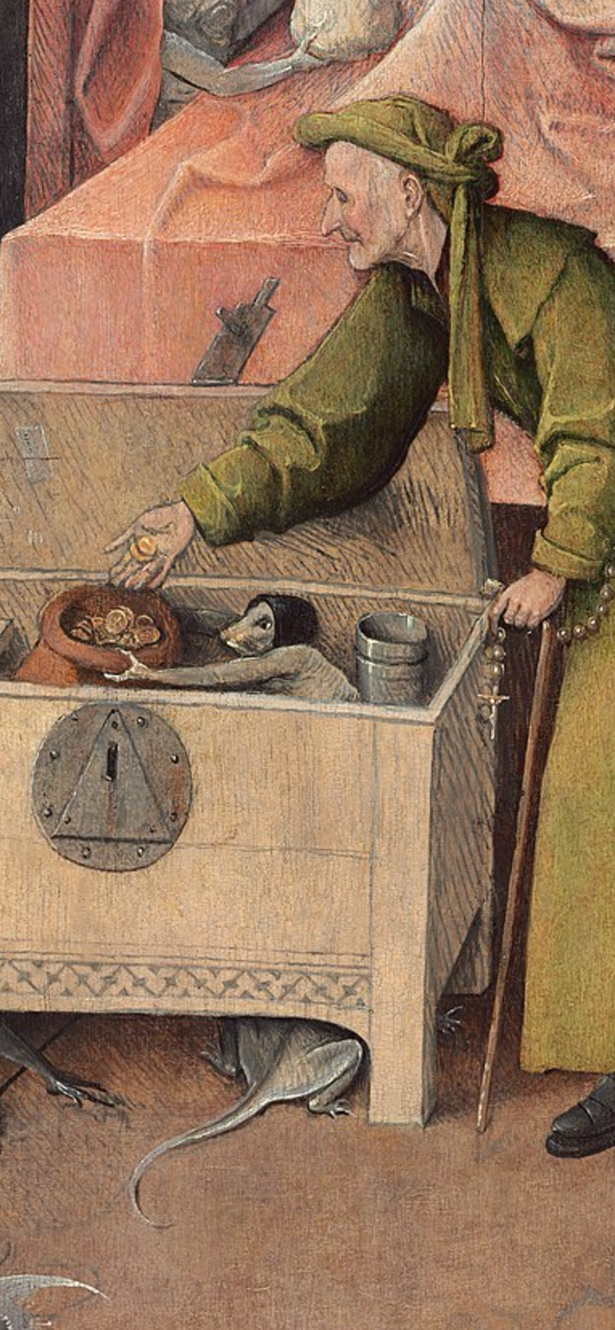 «Смерть скупца» Иероним Босх (фрагмент картины)