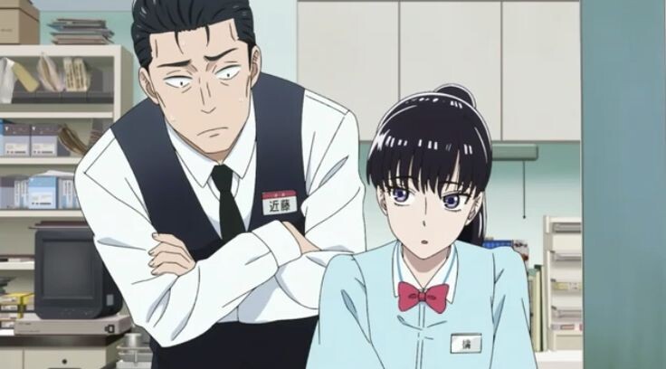 Главные герои. Я забыла, как их зовут, потому что смотрела аниме около месяца назад, а на 
 импортные имена у меня плохая память. Управляющий ресторана и официантка-школьница.