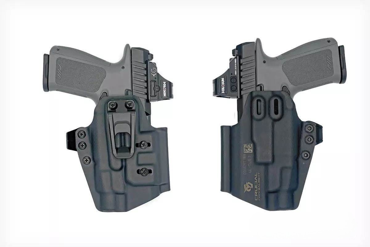 Универсальная кобура Crucial Concealment представляет собой инновационное решение, которое может быть размещено на поясе (IWB) и предназначено для скрытого ношения пистолетов с установленными на них популярными фонарями.

Кобуры Kydex оснащены карманами для фонарей Streamlight TLR-1, TLR-7 или SureFire X300U. Подвижная фиксирующая прокладка надёжно удерживает пистолет и фонарь в кармане.

Благодаря наличию зажима для ремня и скрытой стойки, кобура может быть адаптирована под правшу или левшу.