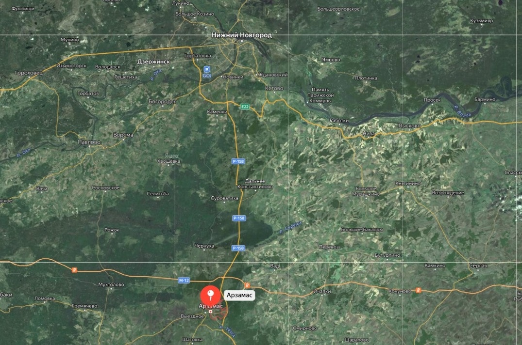 Арзамас на карте